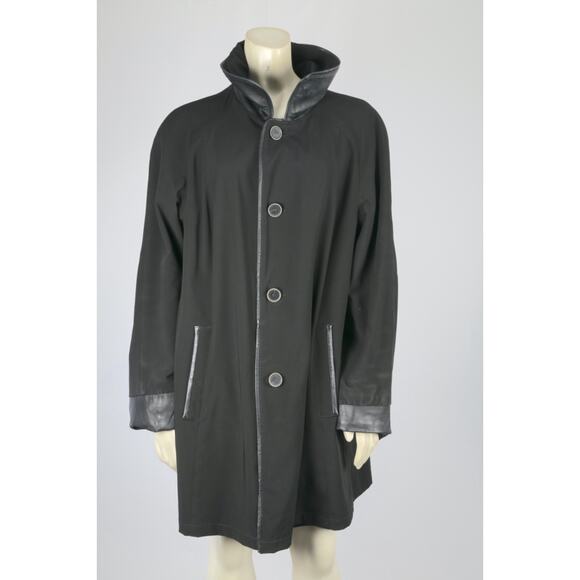 Hide Society Black Genuine Leather Reversible Button Down Coat Jacket Size 12 - Picture 10 of 16